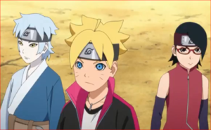 BORUTO43話、崖の上の集落、サラダ、様子が変！