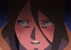 BORUTO50話、酔って白眼モードになるハナビ