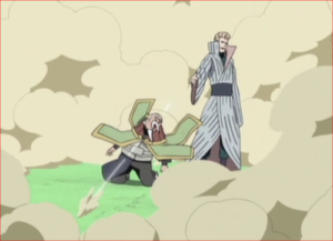 アニメNARUTO、鬼灯一族の水鉄砲の術を撃つ二代目水影