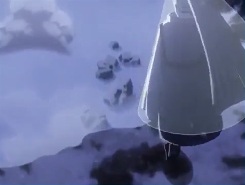 アニメBORUTO54話、二人の戦闘の様子を高みから見物するモモシキ