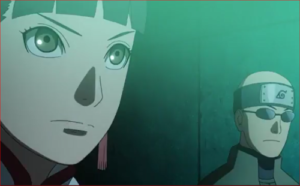 アニメBORUTO57話、モニターを注視するテンテンとカタスケの手の者