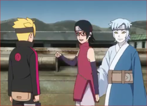 アニメBORUTO57話、勝利を喜ぶサラダとミツキ