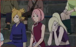 アニメBORUTO58話、シカダイの試合を見守るママさんズ