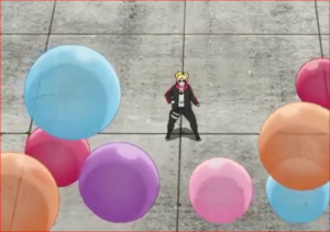 アニメBORUTO58話、ボルトを包囲するユルイの風船爆弾
