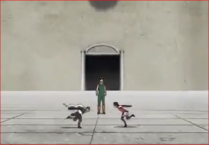 アニメBORUTO58話、互いに相手に向かい走る二人