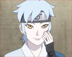 アニメBORUTO58話、頬のかすり傷を触るミツキ