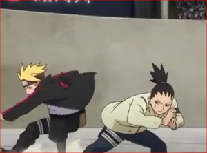 アニメBORUTO59話、シカダイの後ろを撮ったボルト