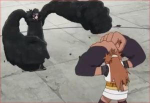 アニメBORUTO59話、互いに繰り出すパンチの応酬