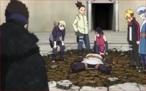 アニメBORUTO59話、倒れたチョウチョウの元に駆け付ける木ノ葉の里の仲間たち