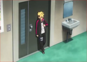アニメBORUTO59話、扉の向こうのシカダイ達の会話を聞くボルト