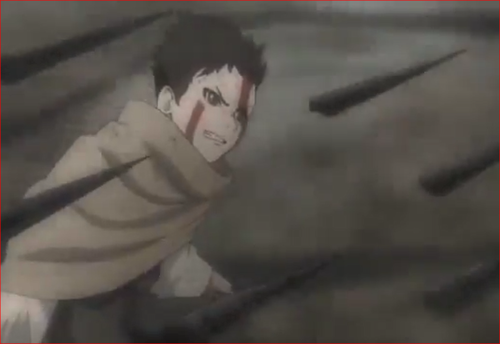 アニメBORUTO59話、砂鉄を杭に変化させて攻撃する少年
