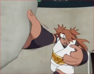アニメBORUTO59話、破片を投げつけるチョウチョウ
