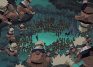 アニメNARUTO1話、初めての影分身の術成功！