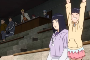 アニメBORUTO61話、ボルトの優勝を称えるヒマワリ