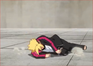 アニメBORUTO61話、地面にたたきつけられたボルト