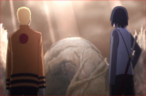 アニメBORUTO65話、ウスラトンカチなナルトとサスケの視線の先に居るボルト