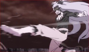 アニメBORUTO65話、サスケを蹴り飛ばすモモシキ