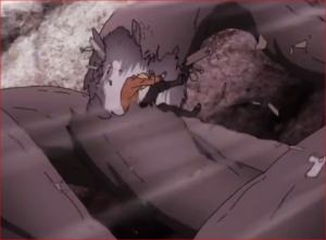 アニメBORUTO65話、ナルトは、モロに木に激突