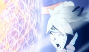 アニメBORUTO65話、渾身の力を込めて螺旋丸を撃ち込むボルト