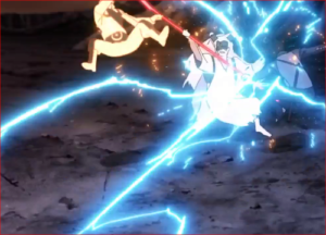 アニメBORUTO65話、激しい火花を散らして戦う三人