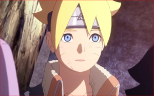 アニメBORUTO66話、シンキの目線に気付くボルト