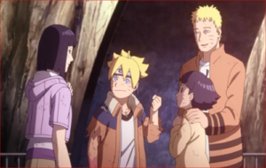 アニメBORUTO66話、ヒナタに戦いの様子を話すボルト