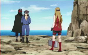 アニメBORUTO69話、金を置いて後ろに下がるアシナ