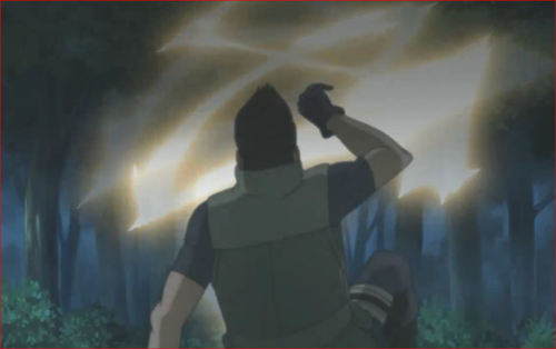 アニメBORUTO第80話、上空からミツキが雷遁を放ちます
